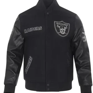 Las Vegas Raiders Black Full-Zip Varsity Jacket